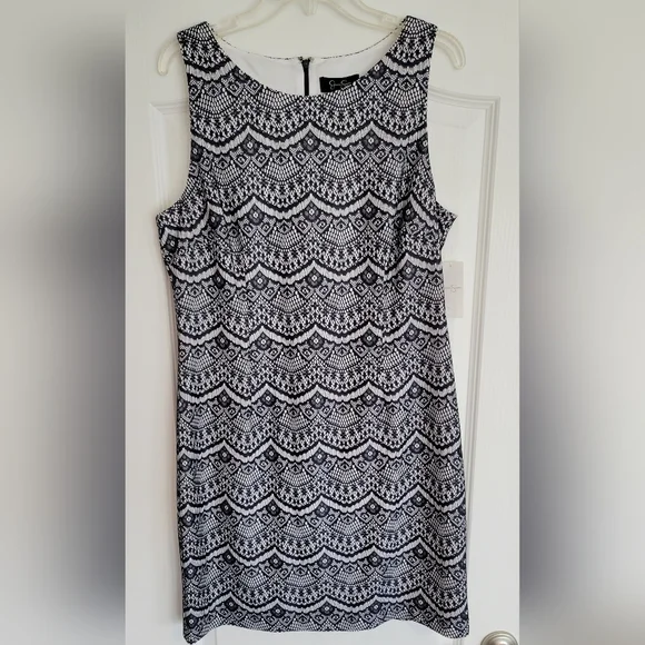 Jessica Simpson Women's Lace Sheath Dress (14, Navy/White)